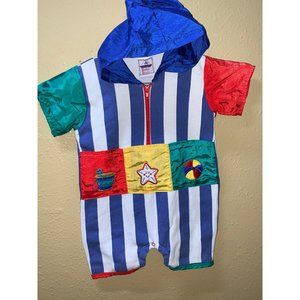 Baby buns vintage shortsleeved multicolor stripped romper sz 18M